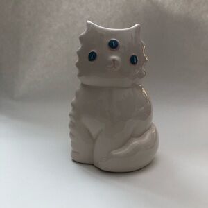 Ceramic Cat Figurine with Blue Eyes